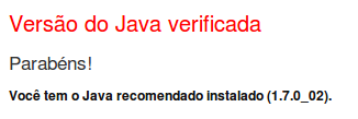 teste java - mensagem instalação